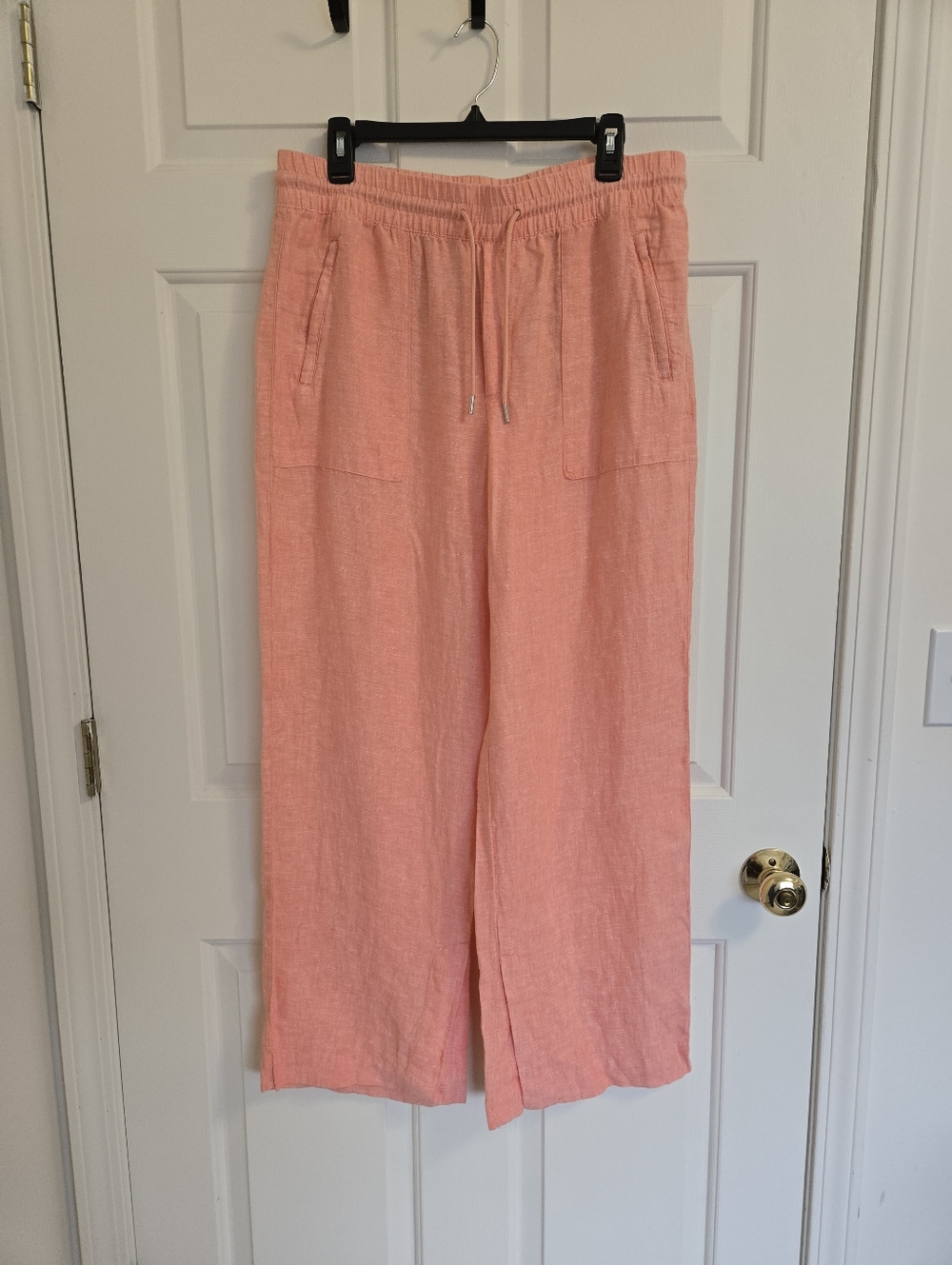 Athleta Retreat Linen High Rise Wide Leg Pants In Orange/Peach Size 12